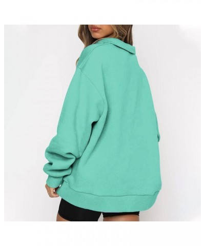 Womens Quarter Zip Oversized Sweatshirt Solid Pullover Hoodie Y2K Fall Sweaters Shirts Fashion Trendy Clothes 2023 J015-mint ...