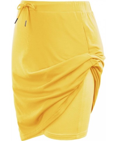 Women's Stretchy Knee Length Skirts Athletic Skorts for Woman Drawstring Waist with Mesh Shorts Pockets Yellow $15.05 Skorts