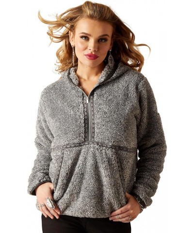 Women's Lurex Berber 1/2 Zip Hoodie Salt and Pepper $27.60 Hoodies & Sweatshirts