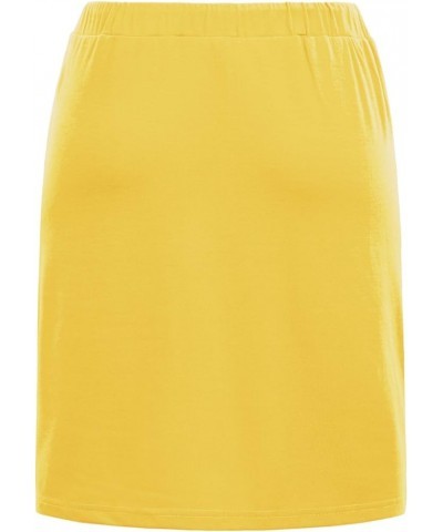 Women's Stretchy Knee Length Skirts Athletic Skorts for Woman Drawstring Waist with Mesh Shorts Pockets Yellow $15.05 Skorts