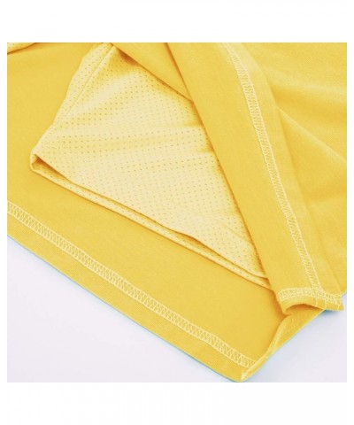 Women's Stretchy Knee Length Skirts Athletic Skorts for Woman Drawstring Waist with Mesh Shorts Pockets Yellow $15.05 Skorts