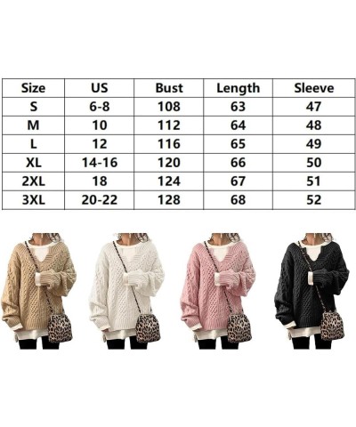 Slouchy Cable Knit Sweater Women Fall Fashion V-Neck,Sleeve Loose Cable Knit Sweater Pullover Small B $20.29 Sweaters