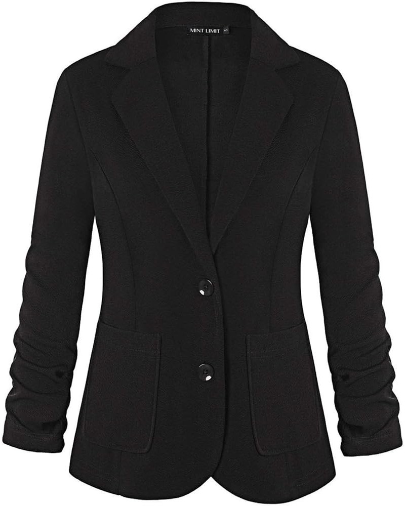 Women's Casual 3/4 Sleeve Blazer Lightweight Jacket Work Office Button Front Blazers with Pockets Black $17.28 Blazers