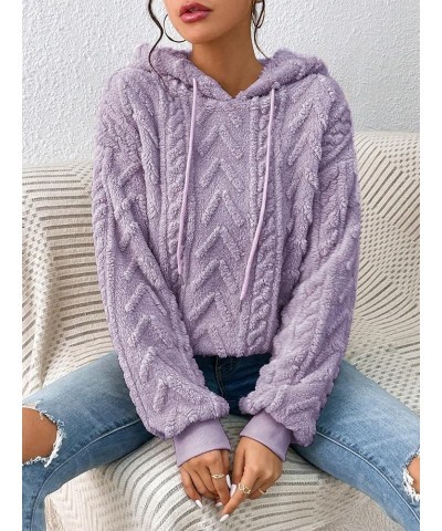 Sherpa Hoodies for Women Fluffy Hooded Sweatshirt Pullover Hoodie with Pattern Women's Warm Fleece Sweaters Purple $16.10 Hoo...