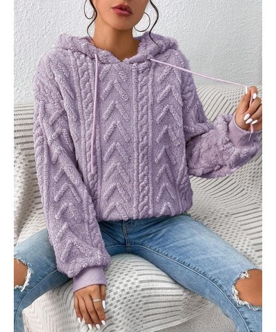 Sherpa Hoodies for Women Fluffy Hooded Sweatshirt Pullover Hoodie with Pattern Women's Warm Fleece Sweaters Purple $16.10 Hoo...