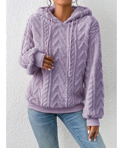 Sherpa Hoodies for Women Fluffy Hooded Sweatshirt Pullover Hoodie with Pattern Women's Warm Fleece Sweaters Purple $16.10 Hoo...