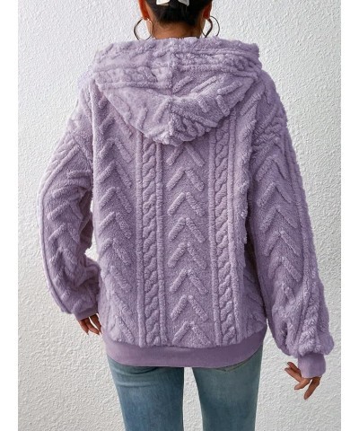 Sherpa Hoodies for Women Fluffy Hooded Sweatshirt Pullover Hoodie with Pattern Women's Warm Fleece Sweaters Purple $16.10 Hoo...