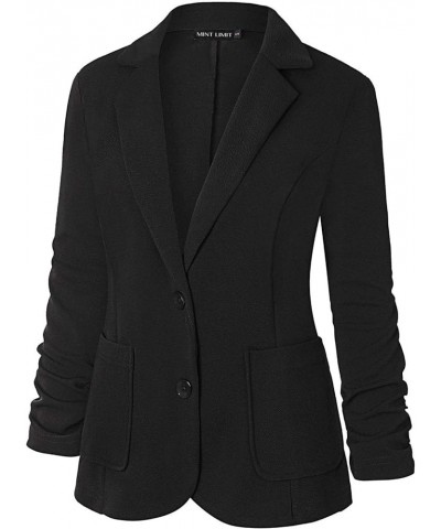 Women's Casual 3/4 Sleeve Blazer Lightweight Jacket Work Office Button Front Blazers with Pockets Black $17.28 Blazers