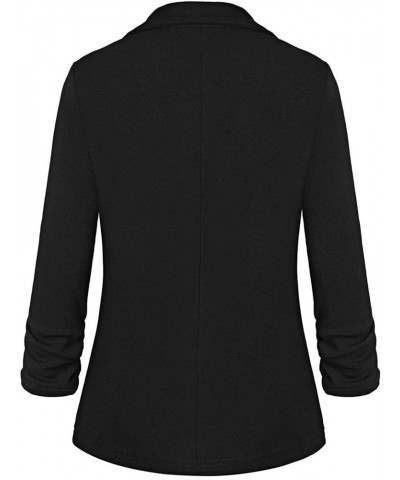 Women's Casual 3/4 Sleeve Blazer Lightweight Jacket Work Office Button Front Blazers with Pockets Black $17.28 Blazers