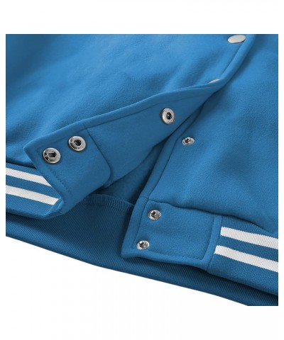 Women's Casual Baseball Jacket Faux Leather Colorblock Button Crop Bomber Jacket Blue $18.19 Coats