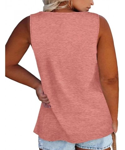 Plus Size Tank Top for Women V Neck Basic Solid Color Casual Flowy Summer Sleeveless Tunics (XL-5XL) F-pink $15.39 Tanks