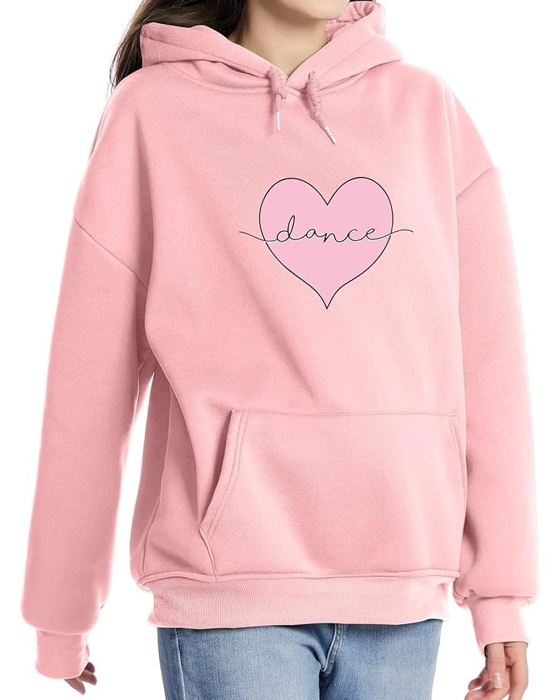 Women Pink Heart Print Pattern Hoodie Cute Sweatshirt Kawaii Aesthetic Clothes for Teen Girls Casual Loose Pullover Pink $15....