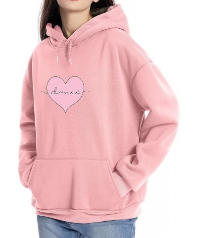 Women Pink Heart Print Pattern Hoodie Cute Sweatshirt Kawaii Aesthetic Clothes for Teen Girls Casual Loose Pullover Pink $15....