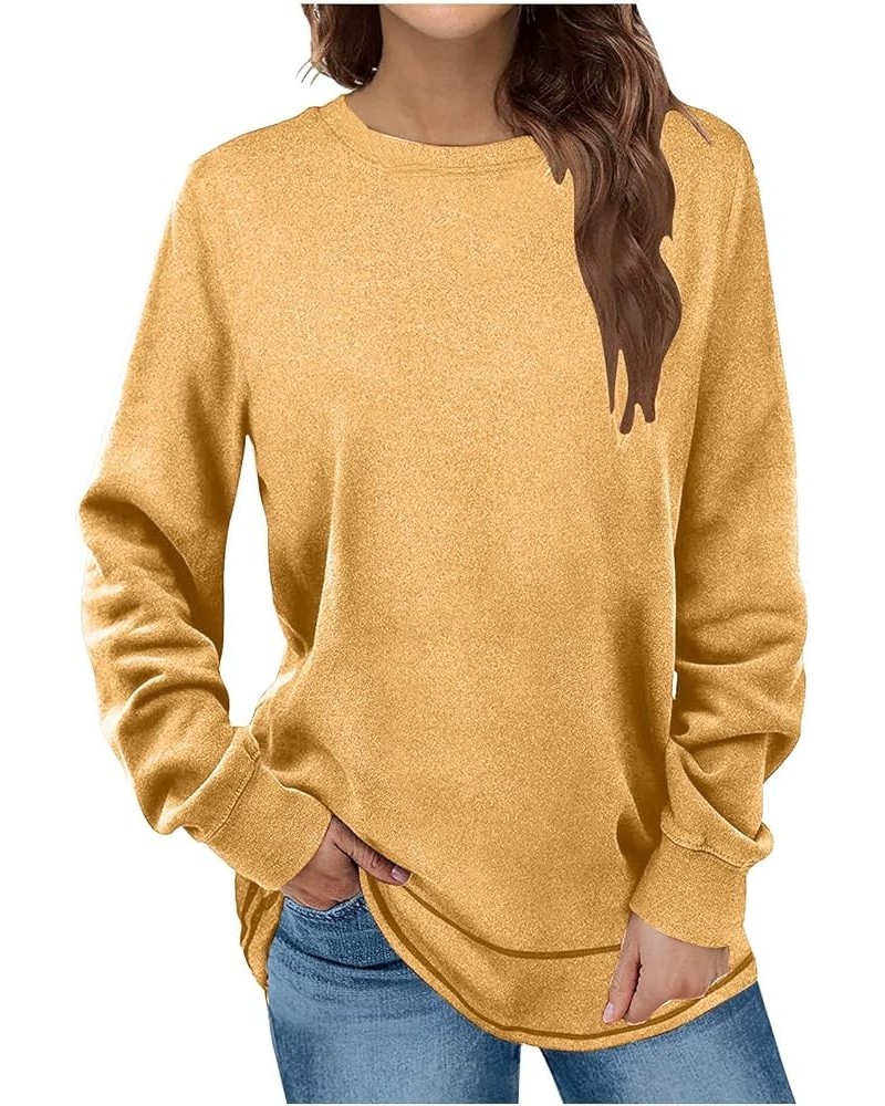 Womens Fall Fashion Tops Dressy Casual Long Sleeve Tunic Tops for Leggings Crewneck Curved-Hem Sweatshirts Soft Shirts A05_ye...