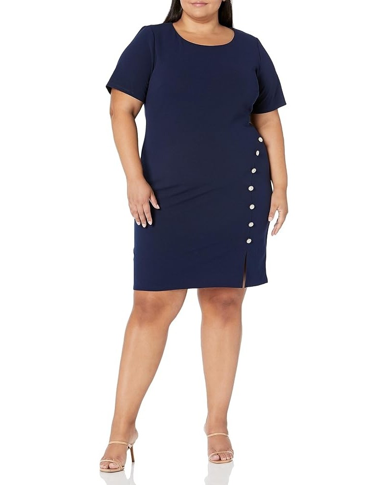 Women's Plus Size Short Sleeve Night Out Sheath Dress Navy Skirt Detail $38.51 Dresses