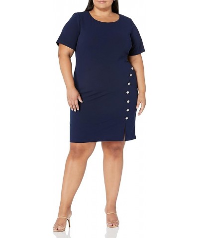 Women's Plus Size Short Sleeve Night Out Sheath Dress Navy Skirt Detail $38.51 Dresses