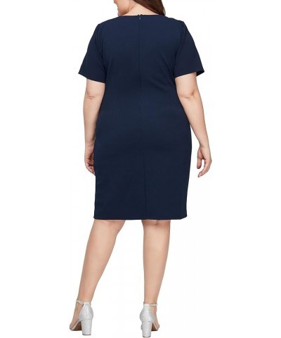 Women's Plus Size Short Sleeve Night Out Sheath Dress Navy Skirt Detail $38.51 Dresses