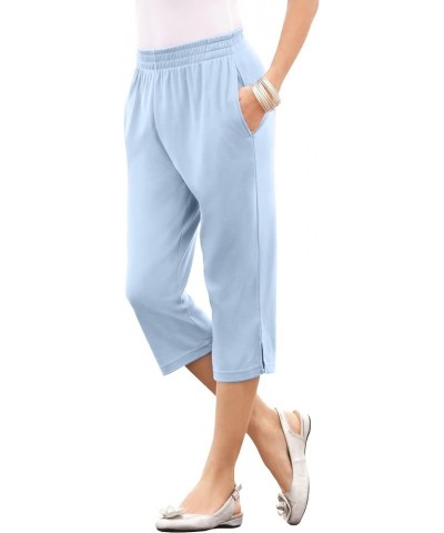 Women's Plus Size Petite Soft Knit Capri Pant Pale Blue $12.87 Pants