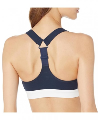 Women's Power Medium Racer Back Workout Sports Bra Navy Blue/ White $29.51 Lingerie