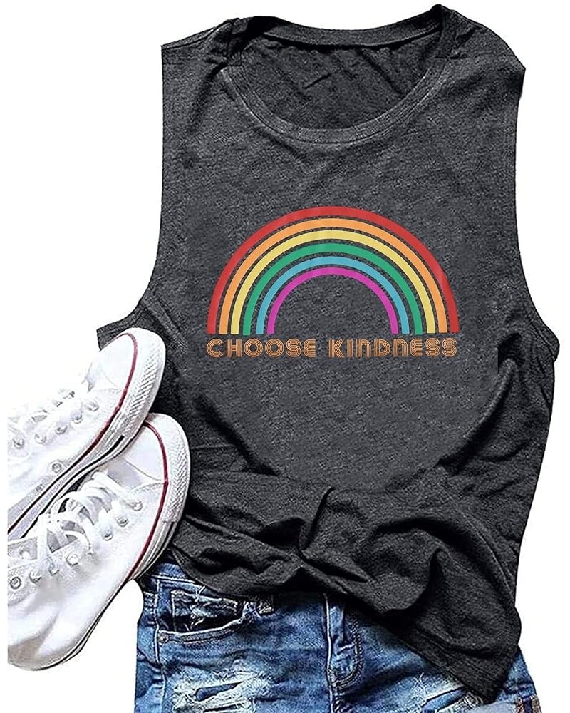 Pride Tank Top Women Rainbow Graphic Sleeveless Inspirational Casual Tee Tops Gray $13.99 Tanks