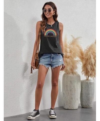 Pride Tank Top Women Rainbow Graphic Sleeveless Inspirational Casual Tee Tops Gray $13.99 Tanks