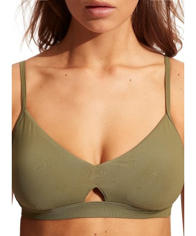 Women's Active Hybrid Bralette Bikini Top Swimsuit with Center Keyhole Detail Eco Collective Olive $43.81 Swimsuits