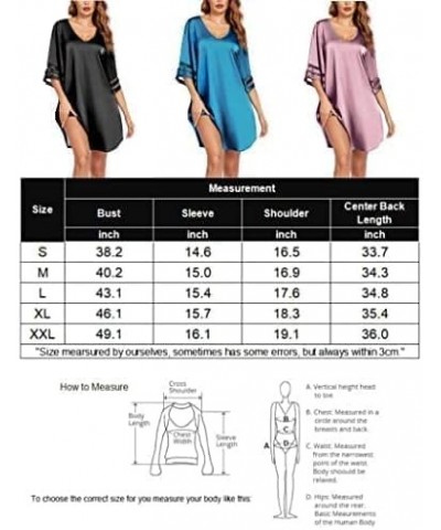 Silk Nightgown for Women 3/4 Sleeves Satin Sleep Shirt V Neck Knee Length Sleep Dress Wineberry $15.95 Sleep & Lounge