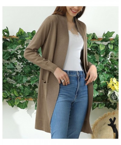 Womens Casual Long Knit Cardigan Long Sleeve with Pockets Lightweight Open Front Sweater Jacket with Plus Size Awocal0273_cof...