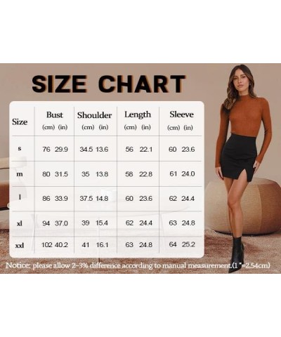 Women's Fall Sweaters 2023 Trendy Long Sleeve Mock Neck Ribbed Knit Sweaters Casual Slim Fit Basic Pullover Tops Rust Red $12...