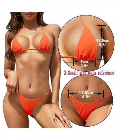 Women's Halter Brazilian Micro Bikini Thong Bathing Suit Two Piece Swimsuit Neon Pink $15.15 Swimsuits