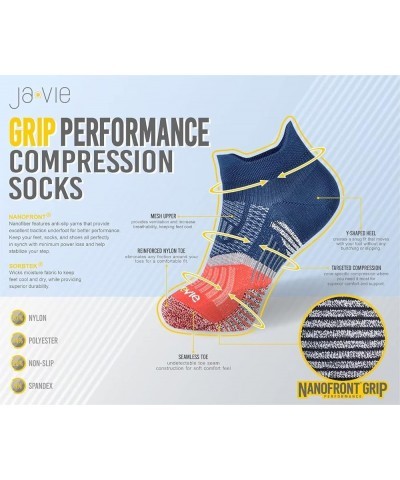 JAVIE Comfy No Show Grip Performance Compression Blister-free Athletic Lowcut Socks for Men & Women Black $9.53 Socks