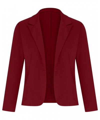 Womens Casual Blazer Jacket 2024 Long Sleeve Open Front Work Suit Solid Color Business Office Blazers Fall Cardigans Wine $9....