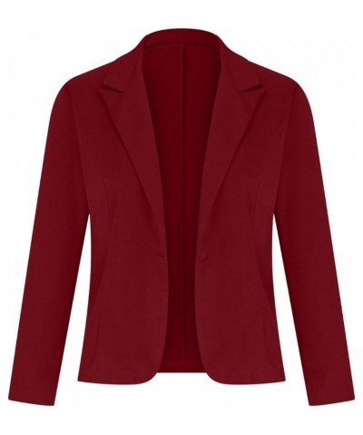 Womens Casual Blazer Jacket 2024 Long Sleeve Open Front Work Suit Solid Color Business Office Blazers Fall Cardigans Wine $9....