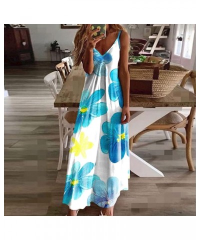 Dresses for Women 2023 Maxi Dresses Summer Sleeveless Boho Sundress Casual V-Neck Long Dresses Hawaiian Beach Dress 03-white ...