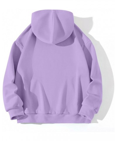 Women KOZY Letter Printed Pullover Hoodie Long Sleeved Solid Color Coat Blouse Casual Loose Top 2024 Fashion Purple $8.79 Hoo...