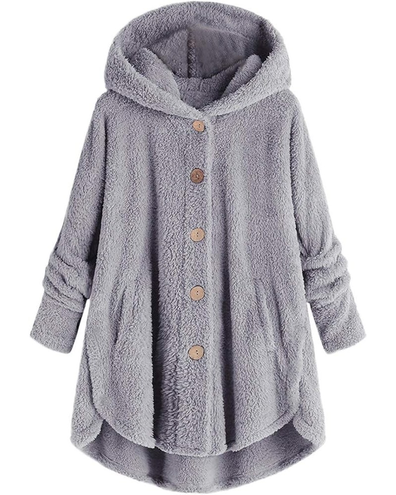 Long Cardigans For Women Open Front Casual Coats Winter Fuzzy Long Sleeves Jackets Warm Pockets Outerwear With Hood A08-gray ...