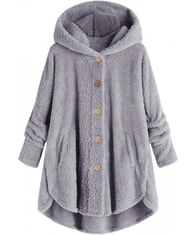 Long Cardigans For Women Open Front Casual Coats Winter Fuzzy Long Sleeves Jackets Warm Pockets Outerwear With Hood A08-gray ...