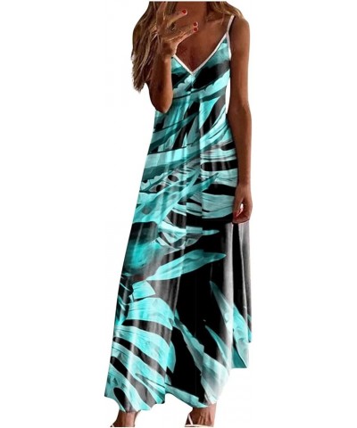 Casual Long Dresses for Women Sexy Tie-dye Slip V Neck Maxi Dress Summer Loose Sun Dress for Beach Vacation G Navy $7.45 Dresses