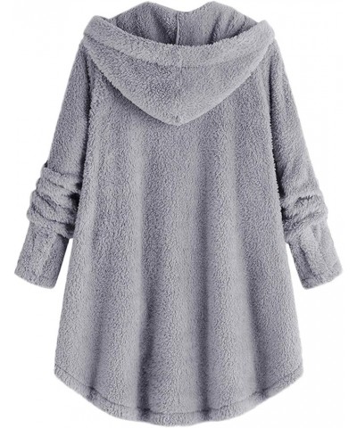 Long Cardigans For Women Open Front Casual Coats Winter Fuzzy Long Sleeves Jackets Warm Pockets Outerwear With Hood A08-gray ...