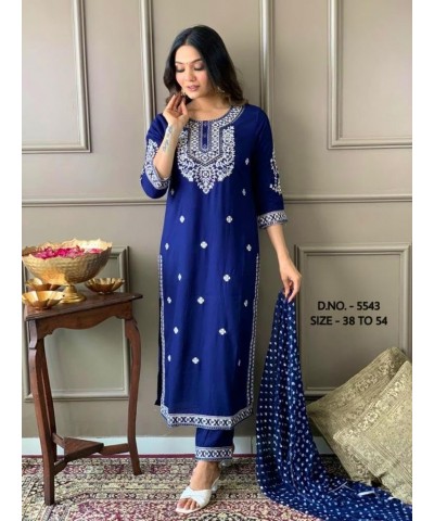 New Beautiful Pure Heavy Rayon Slub Fabric Kurta, Pant and Dupatta Set for Ladies and Women. $26.95 Tops