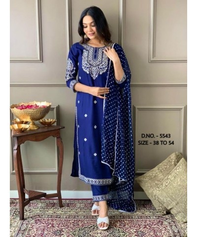 New Beautiful Pure Heavy Rayon Slub Fabric Kurta, Pant and Dupatta Set for Ladies and Women. $26.95 Tops