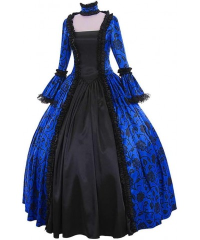 Halloween Dresses for Women 2023 Gothic Dress with Hood Medieval Costume Corset Renaissance Dress Victorian Dress 12-blue $17...