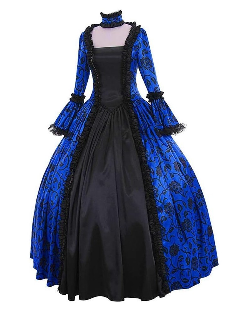 Halloween Dresses for Women 2023 Gothic Dress with Hood Medieval Costume Corset Renaissance Dress Victorian Dress 12-blue $17...