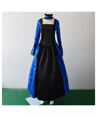 Halloween Dresses for Women 2023 Gothic Dress with Hood Medieval Costume Corset Renaissance Dress Victorian Dress 12-blue $17...