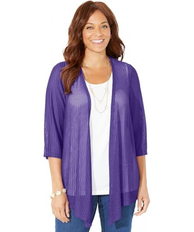 Women's Plus Size Harmony Knit Herringbone Cardigan Dark Violet $34.17 Sweaters