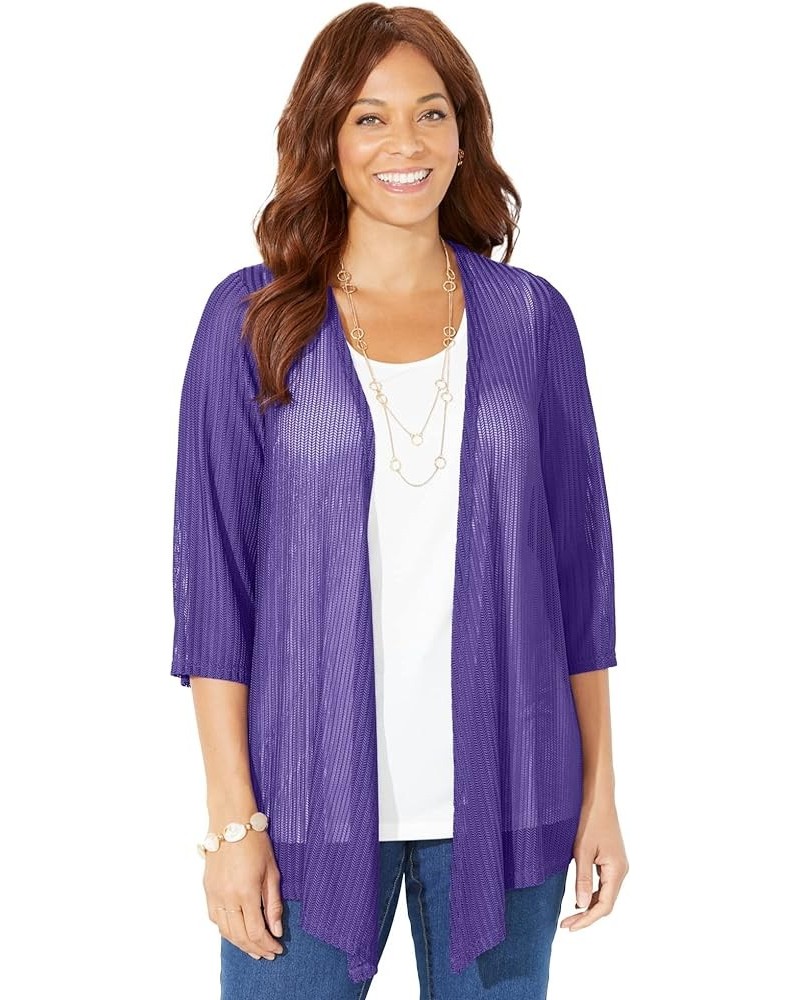 Women's Plus Size Harmony Knit Herringbone Cardigan Dark Violet $34.17 Sweaters