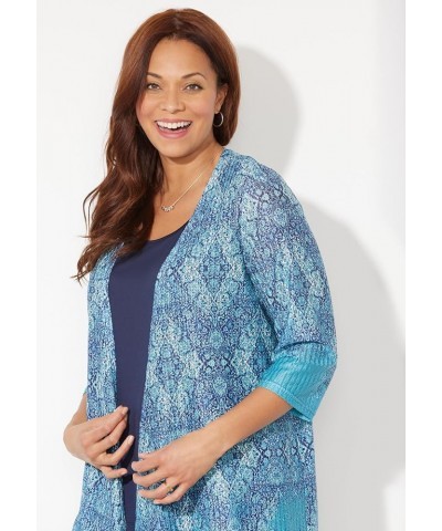 Women's Plus Size Harmony Knit Herringbone Cardigan Dark Violet $34.17 Sweaters