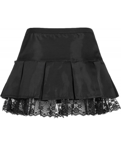 Y2k Ruffle Mini Skirt for Women Lace Hem Low Rise Pleated Short Skirt Fairy A-line Tiered Flowy Skirt Streetwear H-lace Patch...