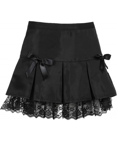 Y2k Ruffle Mini Skirt for Women Lace Hem Low Rise Pleated Short Skirt Fairy A-line Tiered Flowy Skirt Streetwear H-lace Patch...