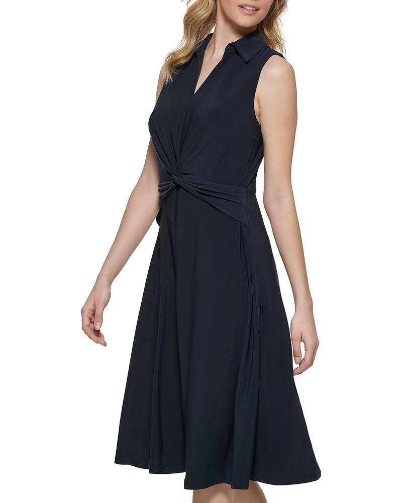 Women's Collared Twisted Waist Midi Dress Sky Captain 2 $25.34 Dresses